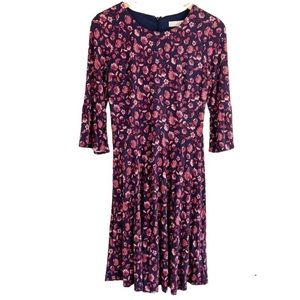 LOFT floral midi dress long sleeve zip up MP